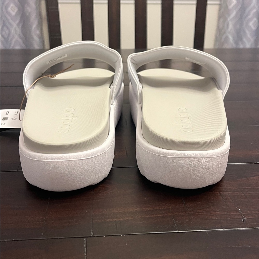 Adidas Adilette Platform Slides Sandals Shoes IE9703 white silver Women’s Sizes - Picture 9 of 12